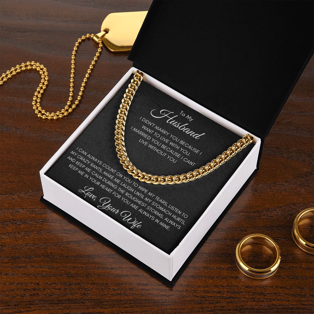 Gift To Husband From Wife | Cuban Link Chain Necklace | I Can't Live Without You