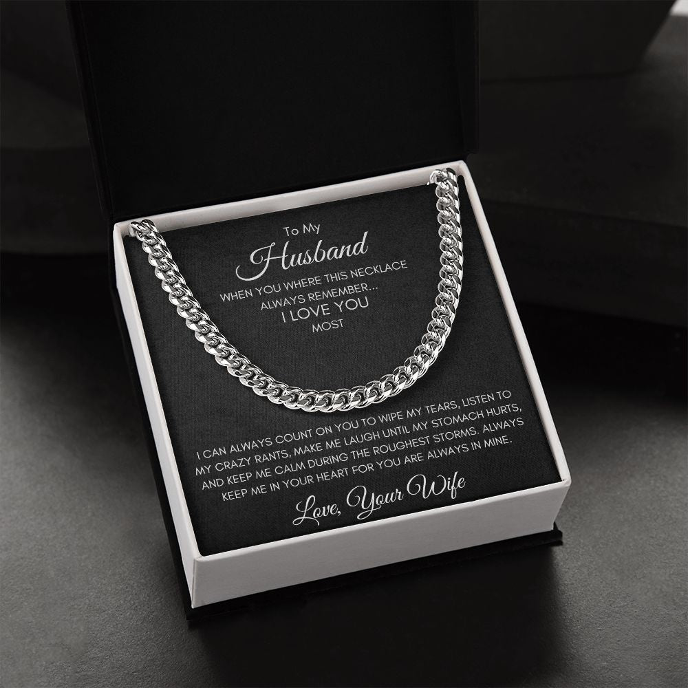 Gift To Husband From Wife | Cuban Link Chain Necklace | I Love You Most