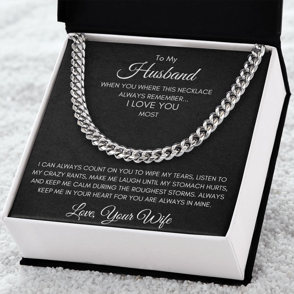 Gift To Husband From Wife | Cuban Link Chain Necklace | I Love You Most