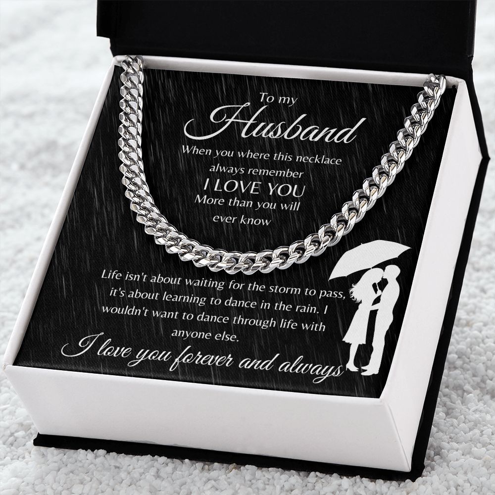 Cuban Link Chain Necklace for Husband From Wife | Gift for Husband | To my husband I love you forever and always