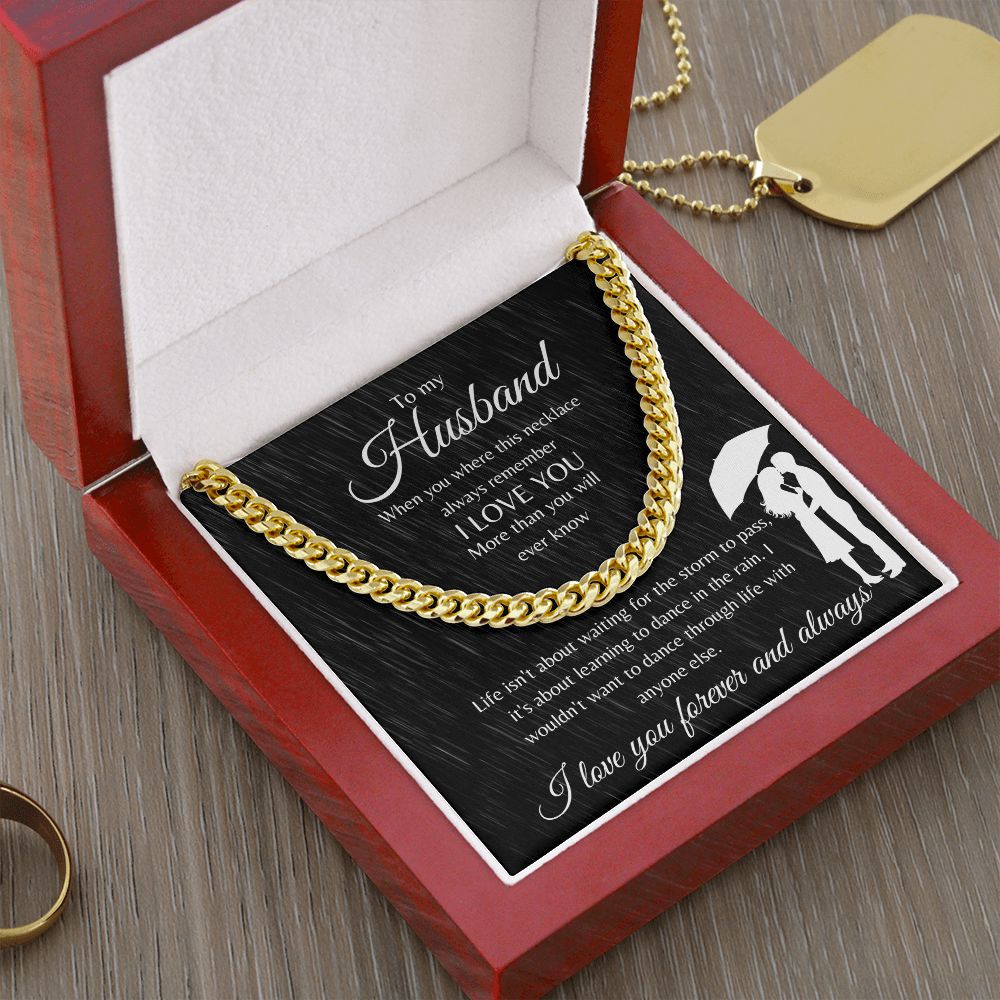 Cuban Link Chain Necklace for Husband From Wife | Gift for Husband | To my husband I love you forever and always