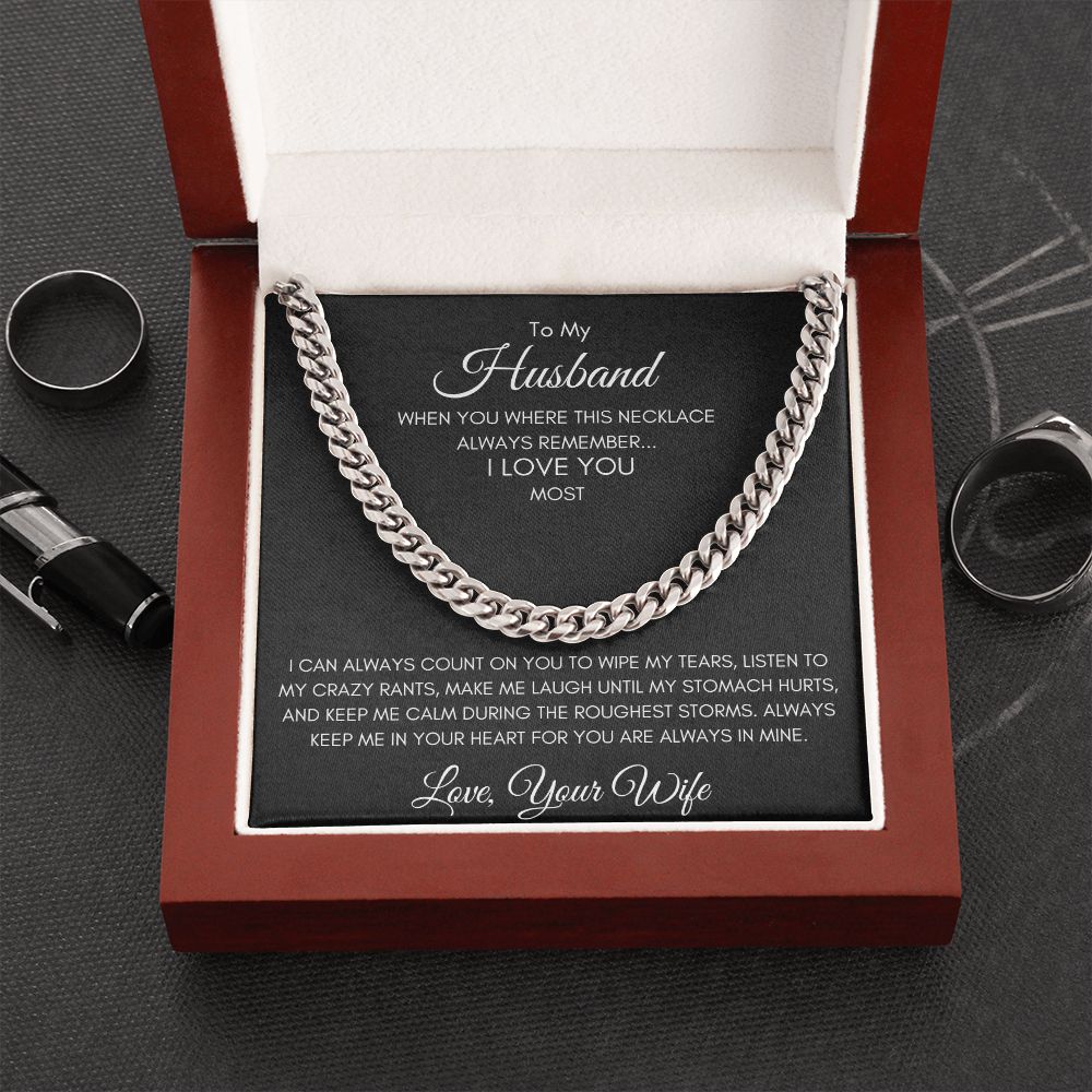 Gift To Husband From Wife | Cuban Link Chain Necklace | I Love You Most