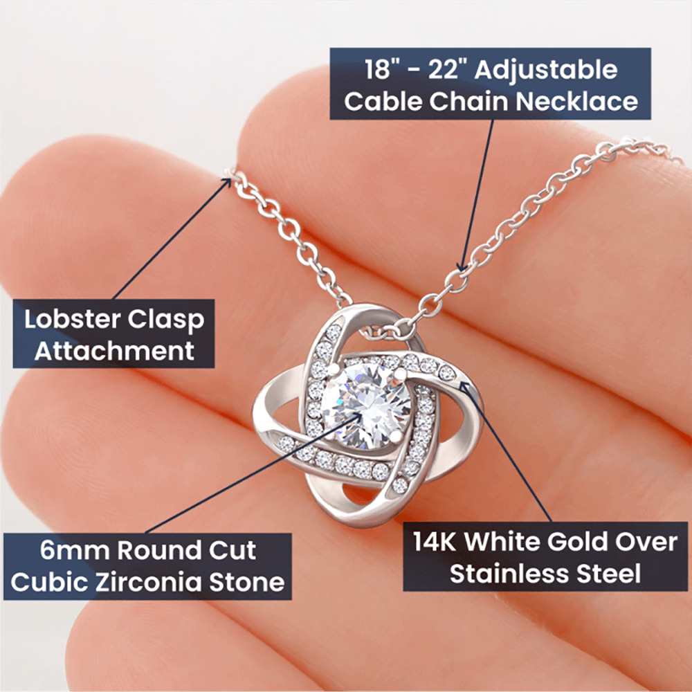 To My Precious Daughter From Mom Necklace Gift | Love Knot Necklace | One Day When The Pages Of My Life Come To An End I Know You Will Be One Of My The Most Beautiful Chapters