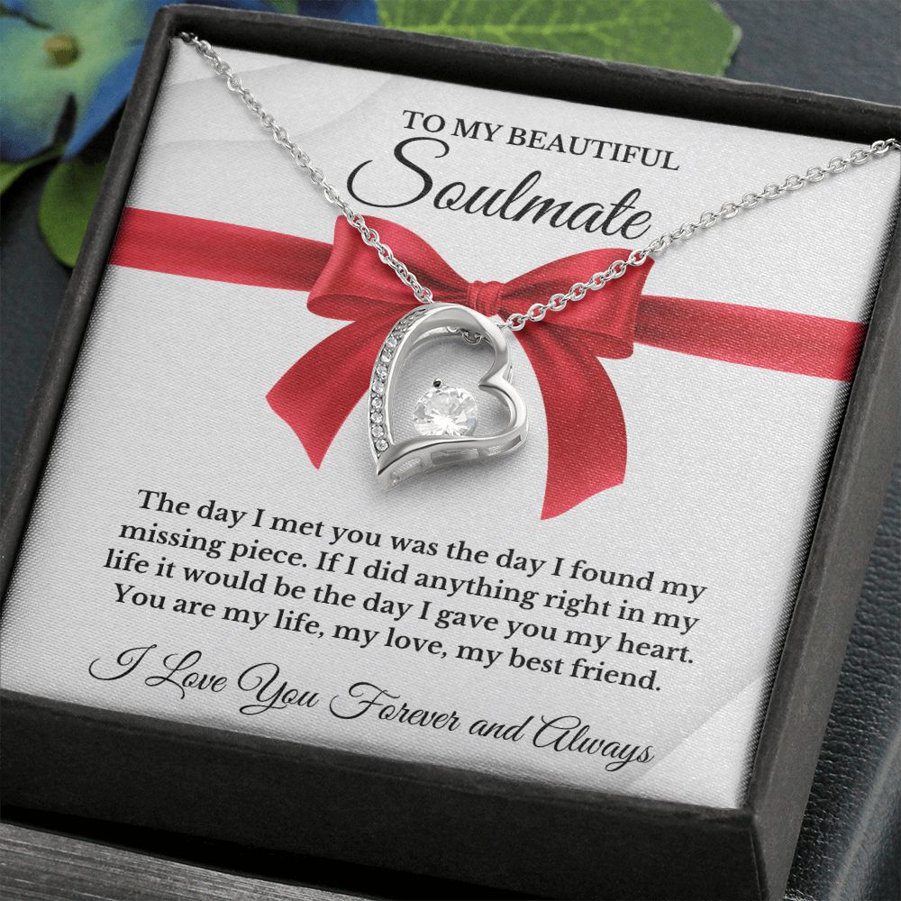 To My Beautiful Soulmate | Forever Love Necklace | I Love You Forever And Always | Valentines Day Gift Idea