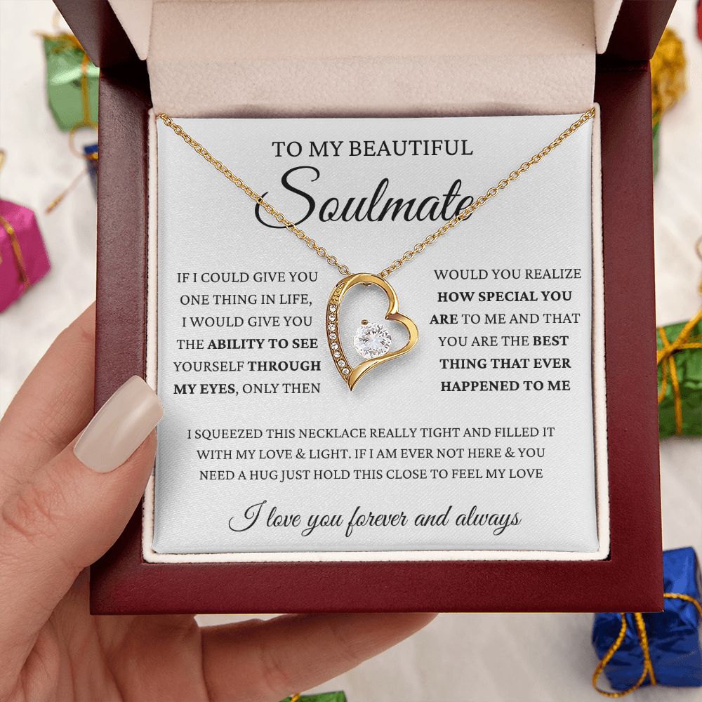 To My Beautiful Soulmate | Wife | Girlfriend | Forever Love Necklace | Valentine's Day I Love You Forever And Always