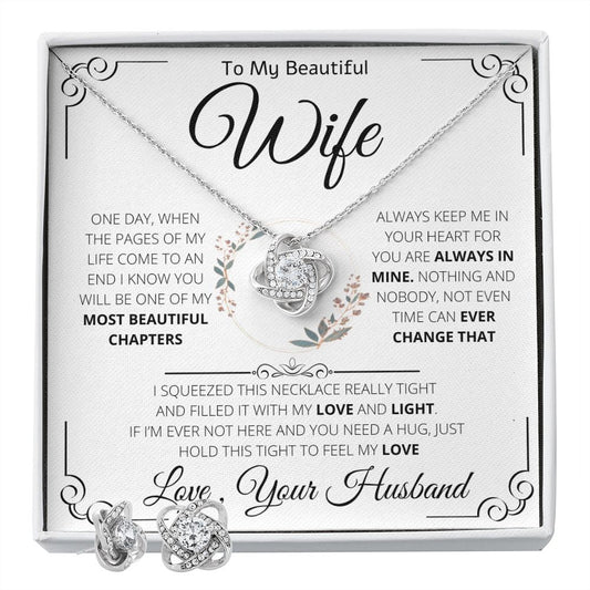 Gift Necklace and Earrings To Wife From Husband | Love Knot Necklace + Earrings| Beautiful Chapters