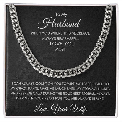 Gift To Husband From Wife | Cuban Link Chain Necklace | I Love You Most