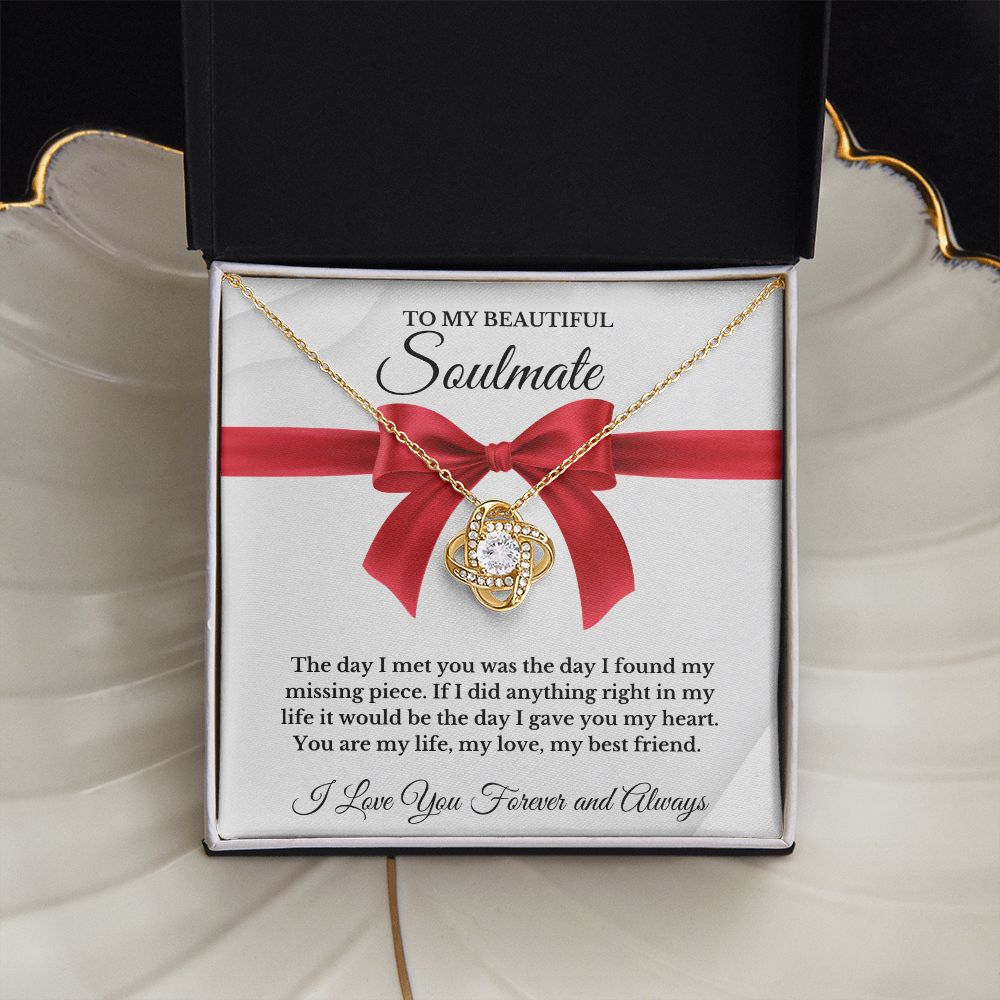 To My Beautiful Soulmate | Love Knot Necklace | I Love You Forever And Always | Valentines Day Gift Idea