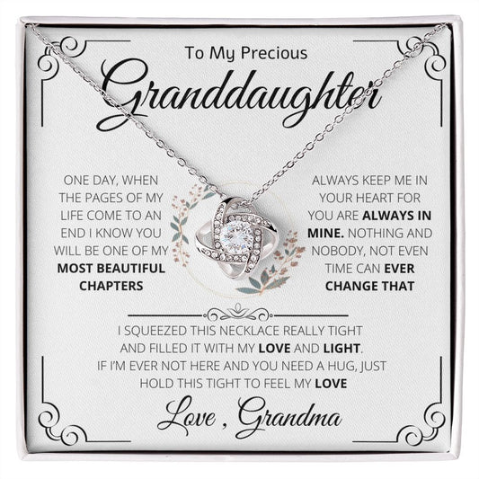 To My Precious Granddaughter From Grandma | Love Knot Necklace | One Day When Pages Of My Life Comes To An End