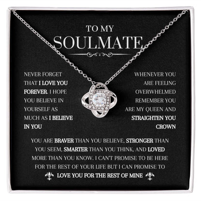 To My Soulmate Necklace | Never Forget I Love You | Love Knot Necklace