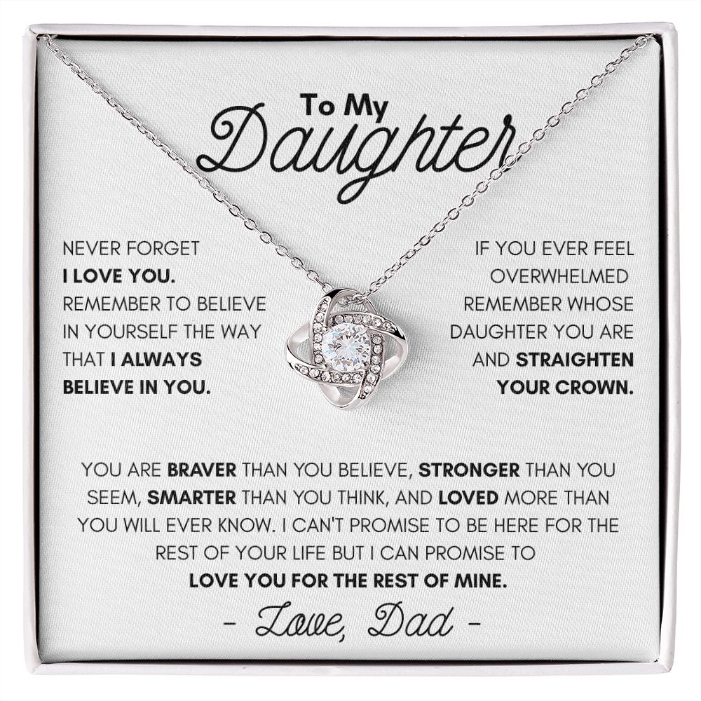 To Daughter From Dad | Love Knot Necklace | Never Forget I Love You