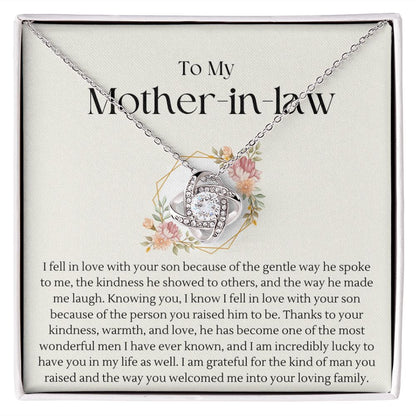 To My Mother in Law | Love Knot Necklace | Thank you for raising the man I love