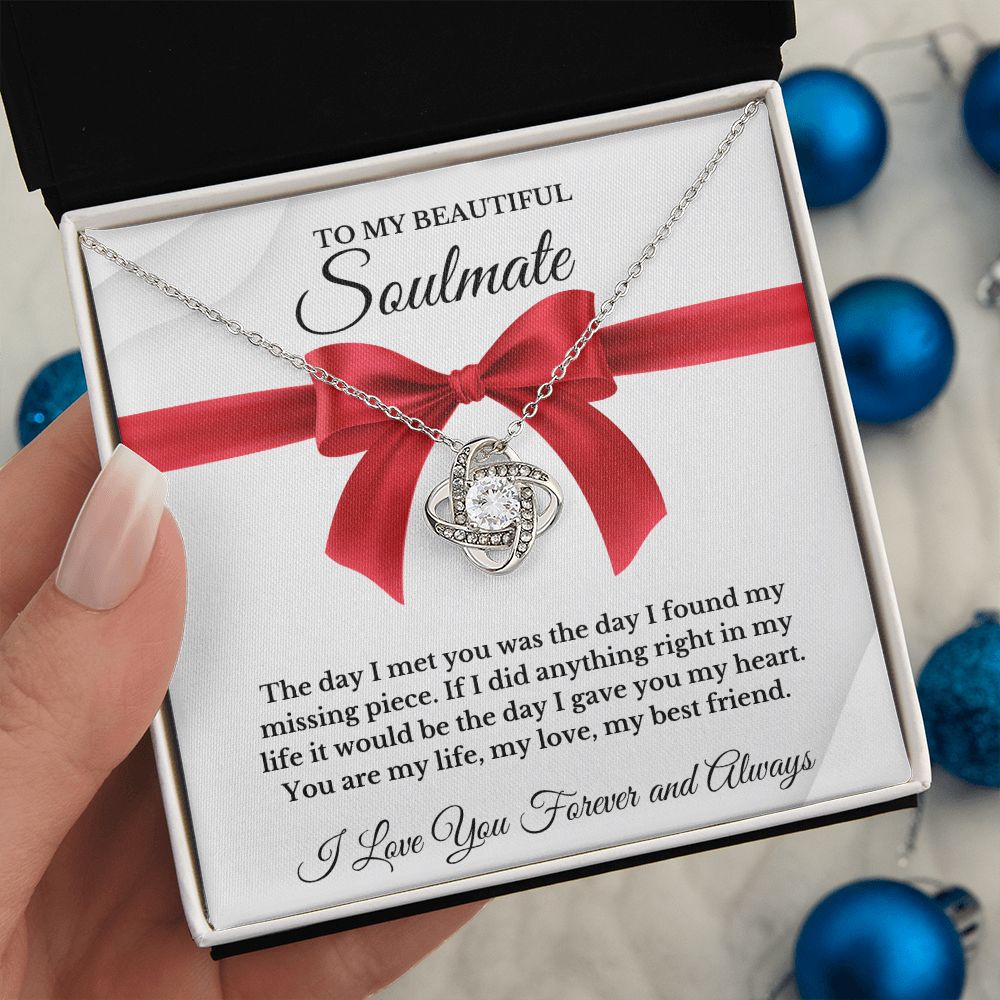 To My Beautiful Soulmate | Love Knot Necklace | I Love You Forever And Always | Valentines Day Gift Idea