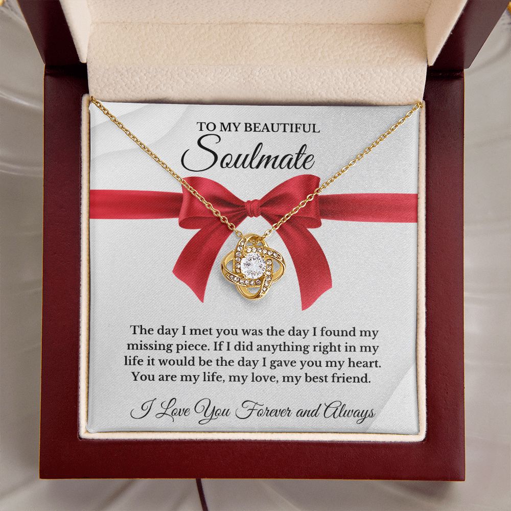 To My Beautiful Soulmate | Love Knot Necklace | I Love You Forever And Always | Valentines Day Gift Idea