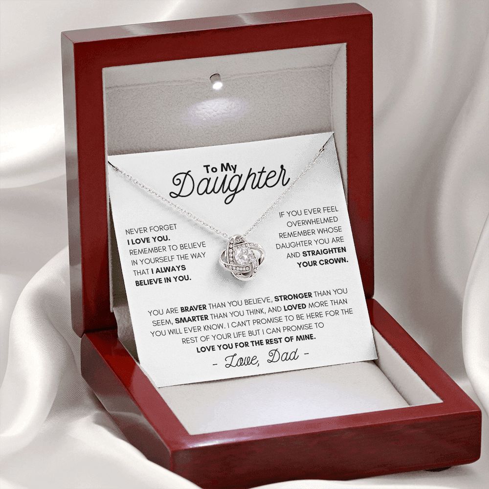 To Daughter From Dad | Love Knot Necklace | Never Forget I Love You